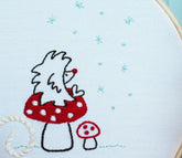 Winter Hedgehog on a Mushroom Embroidery Pattern - PDF
