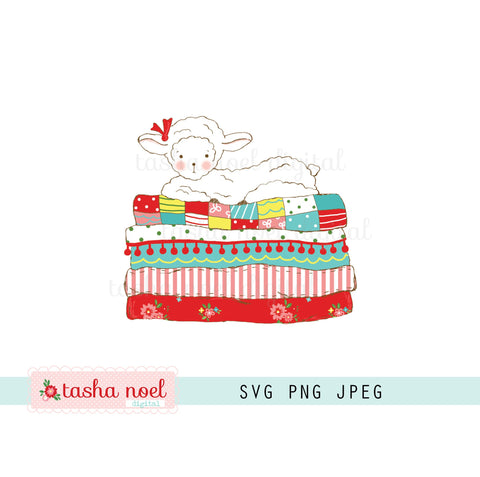 Lamb on a Quilt Stack SVG