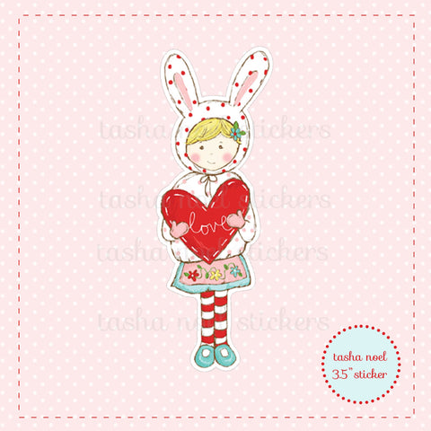 Valentine Bunny Vinyl Sticker
