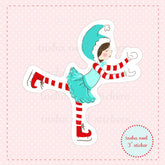 Ice Skating Elf Sticker