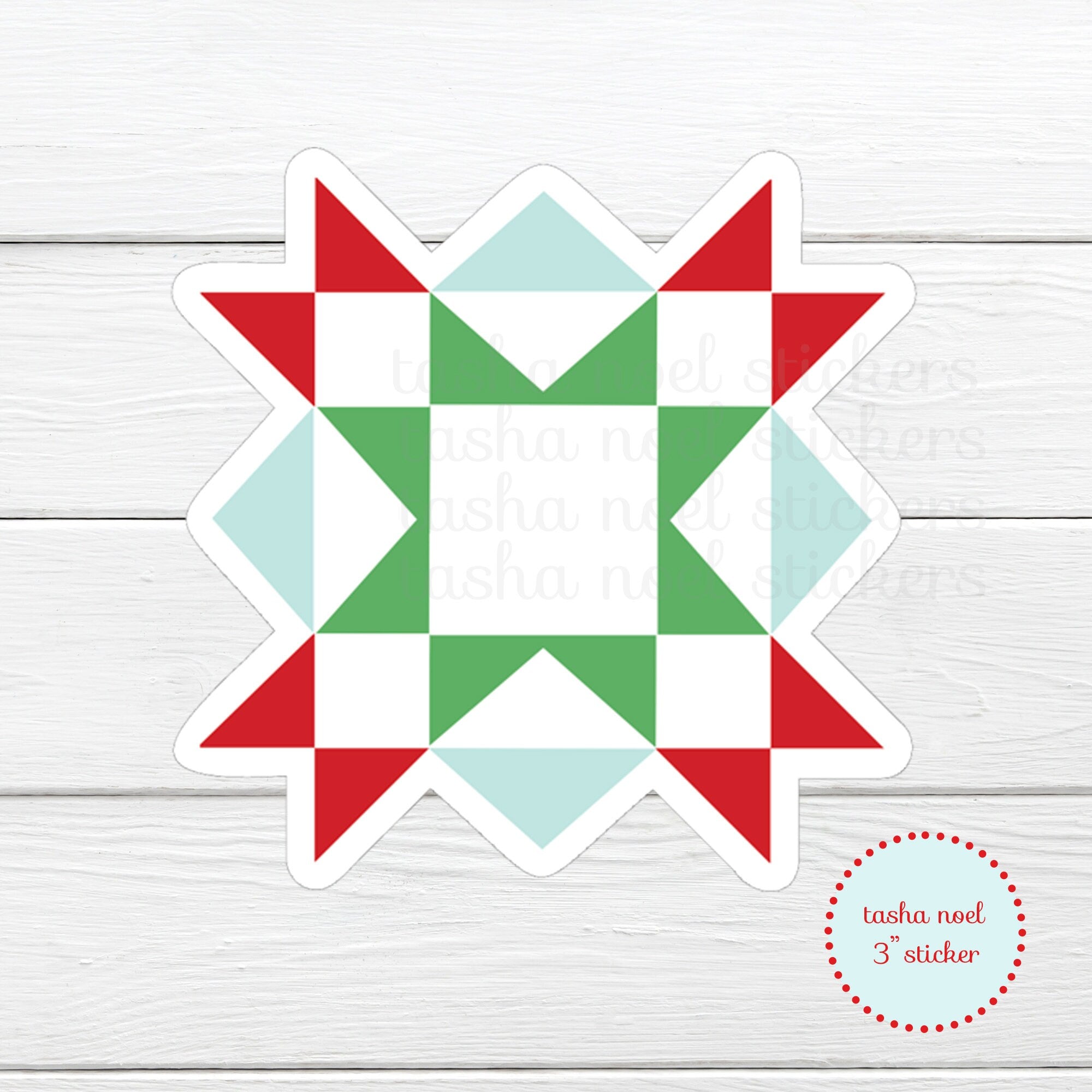 Christmas Quilt Star Sticker