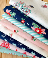 White Bikes #2- pink, navy, aqua - 8 FQ