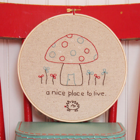 Mushroom House Embroidery PATTERN - PDF