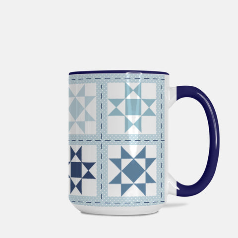 Blue Quilty Star Mug Deluxe 15oz.