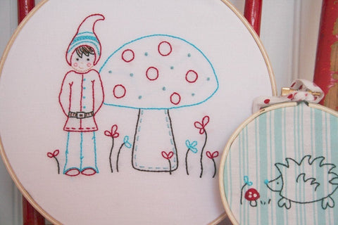 Boy Gnome and Mushroom Embroidery Pattern - PDF