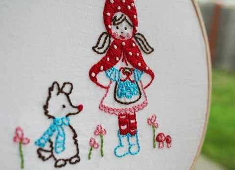 Litte Red Riding Hood Embroidery PATTERNS - Set of 2 - PDF Instant Download