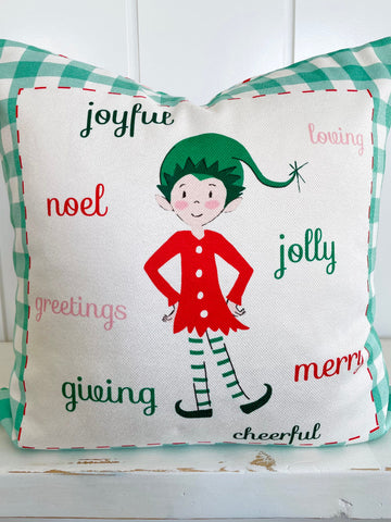 Pixie Noel Christmas Decorative pillow cover 18” x 18”