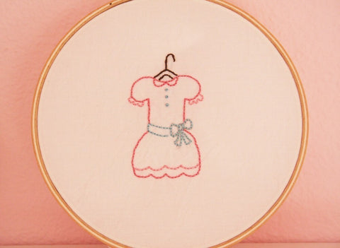 Fancy Ruffles Dress Embroidery Pattern - PDF Instant Download