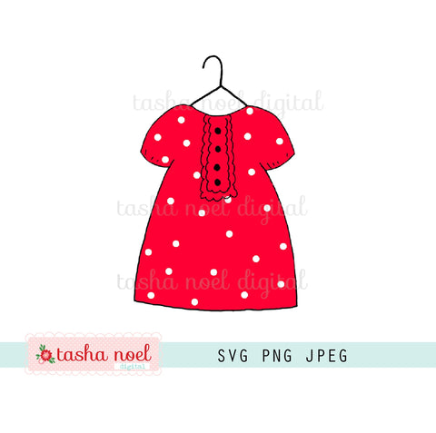 Red Polka Dot Vintage Style Dress SVG