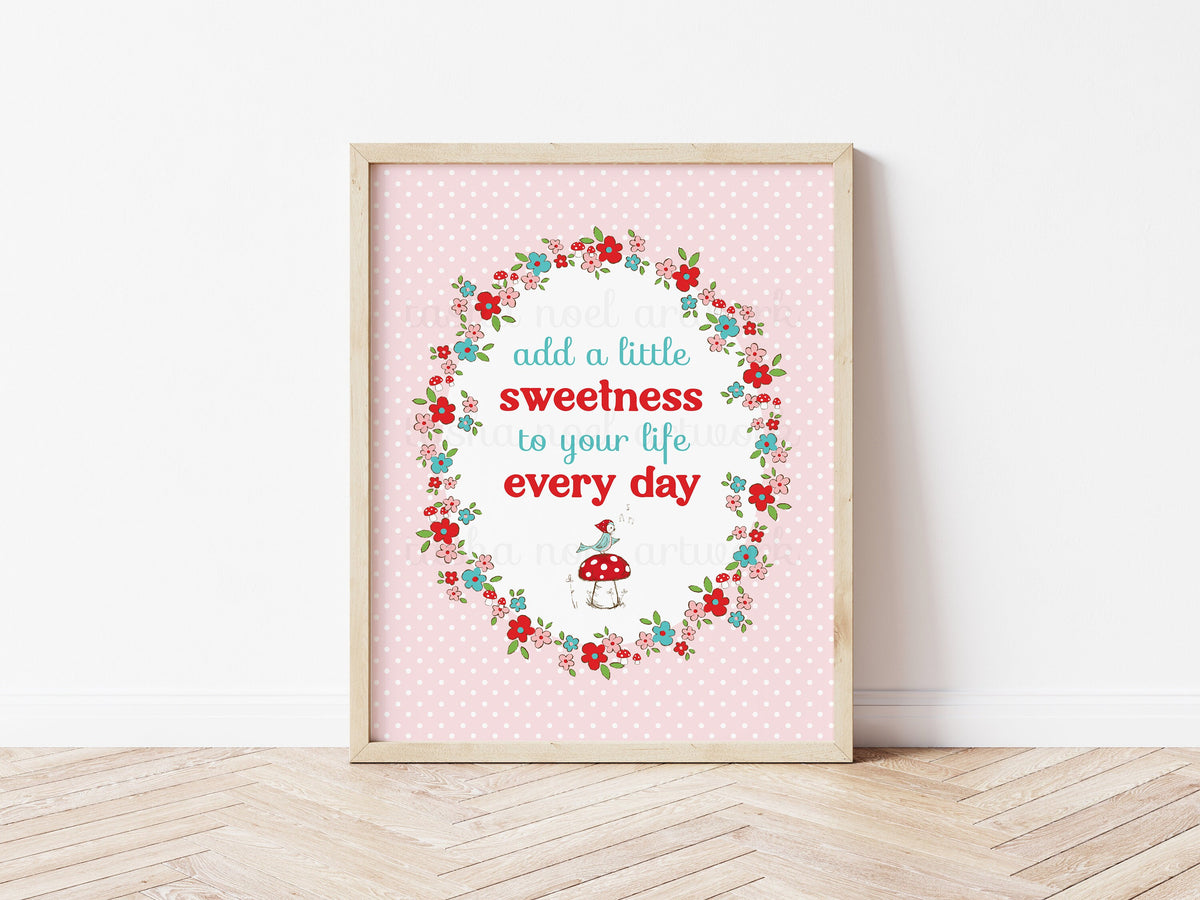 A Little Sweetness Floral Wall Art in Pink