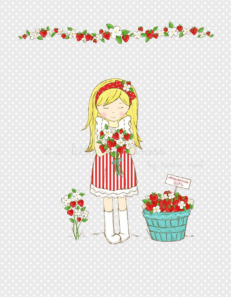 Fresh Strawberries Illustration - Gray