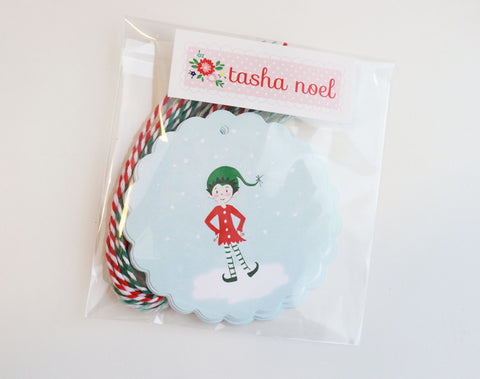 Pixie Noel Christmas Gift Tags in Aqua