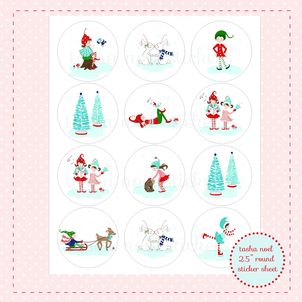 Pixie Noel Christmas Round Sticker Sheet