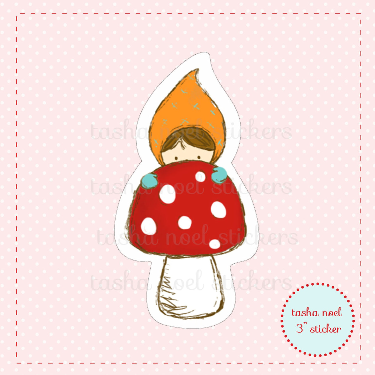 Gnome Elf on Mushroom Sticker