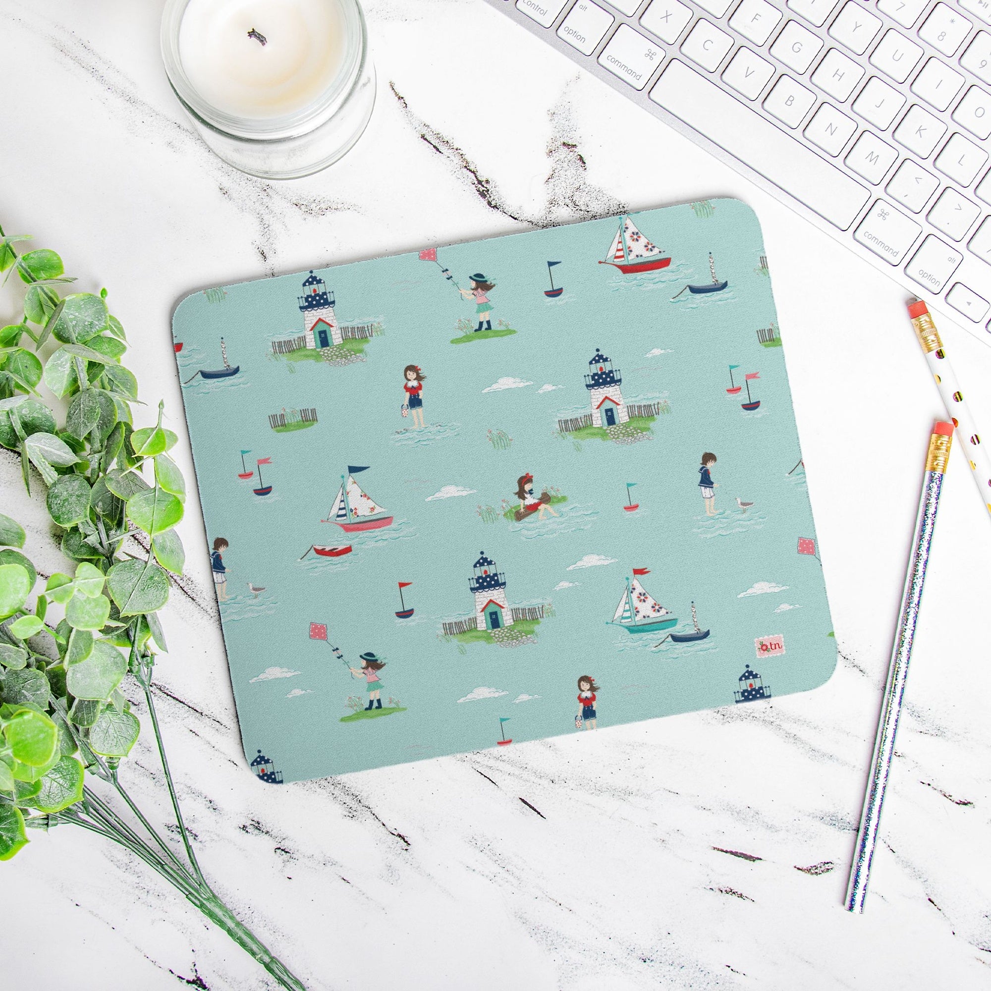 Aqua Seaside Mouse Pad (Rectangle)