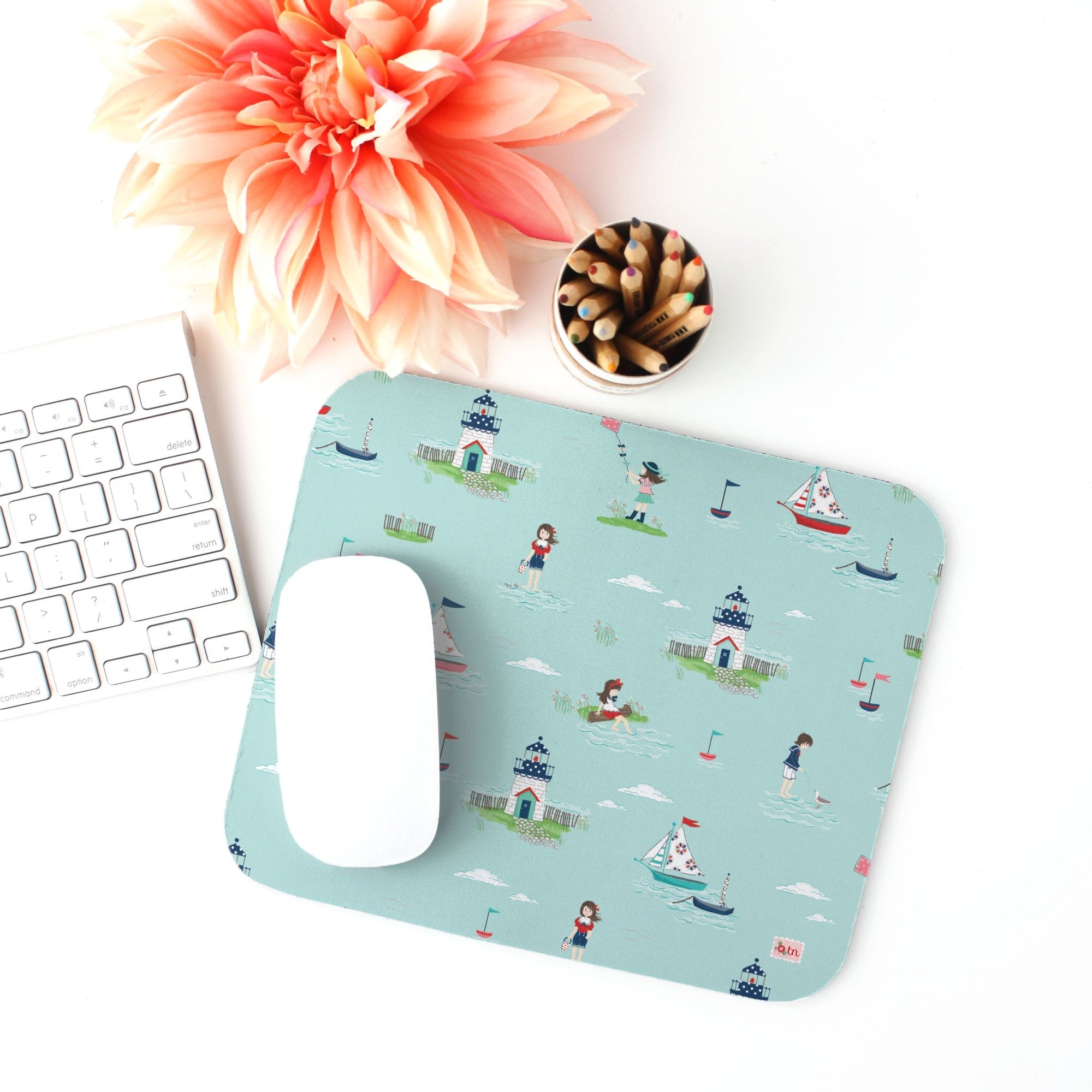 Aqua Seaside Mouse Pad (Rectangle)