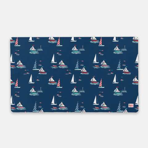 Seaside Boats Navy - Desk Mat - Large (24" x 14")