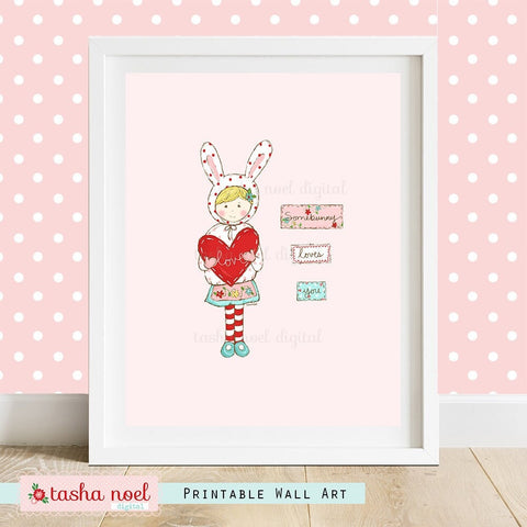Valentine Bunny Love Printable Wall Art 8 x 10