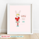 Valentine Bunny Love Printable Wall Art 8 x 10, Love Art, Tasha Noel Printable, Children's Illustration, Valentine, Love Art
