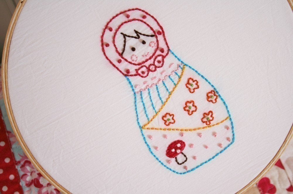 Russian Dolls Embroidery PATTERN - Set of 4