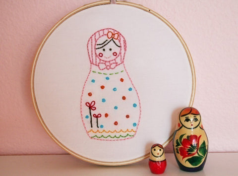 Russian Dolls Embroidery PATTERN - Set of 4