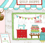Window Shopping Illustration - The Quilt Shoppe Mini Series